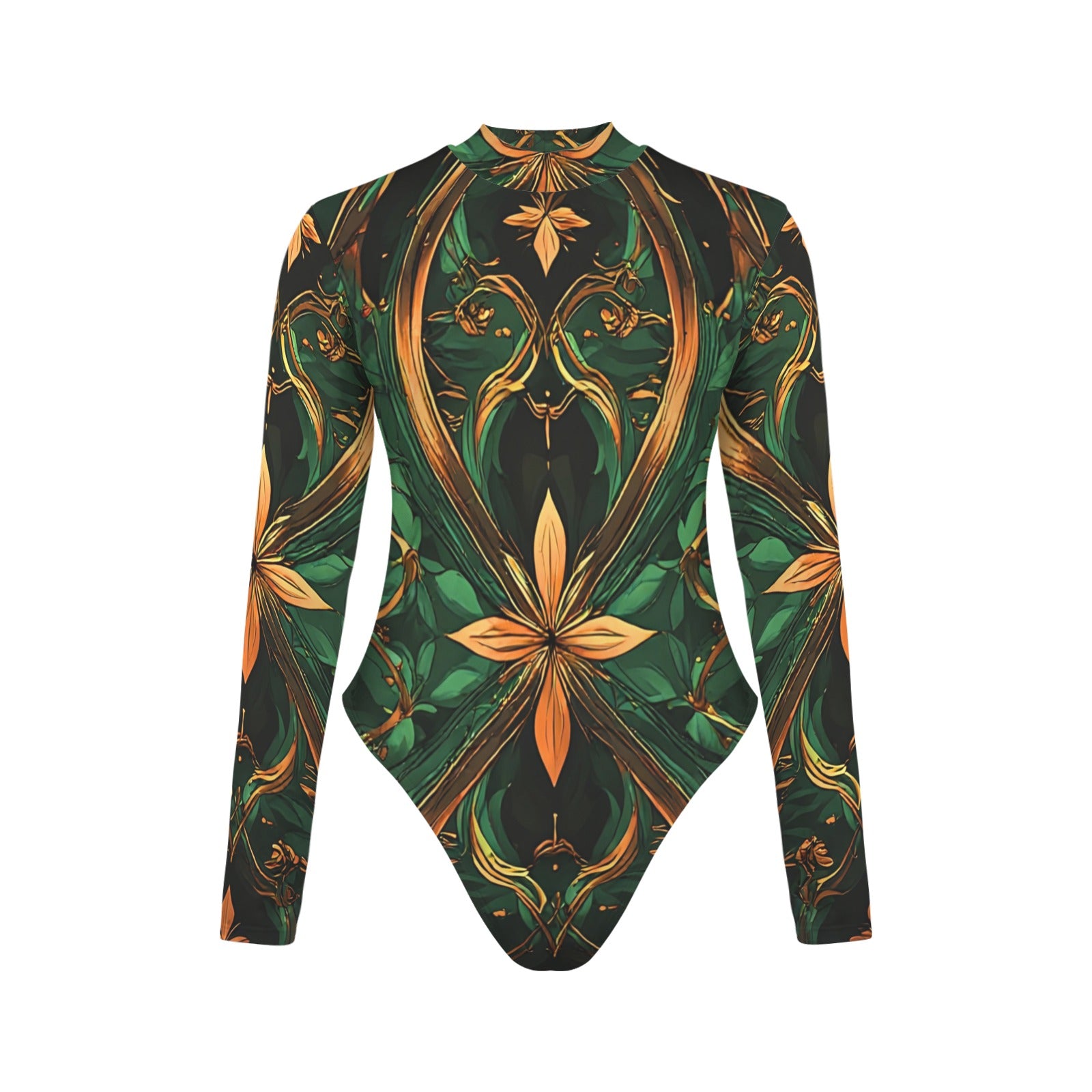 lux green one piece Backless Long Sleeve One-Piece Swimsuit