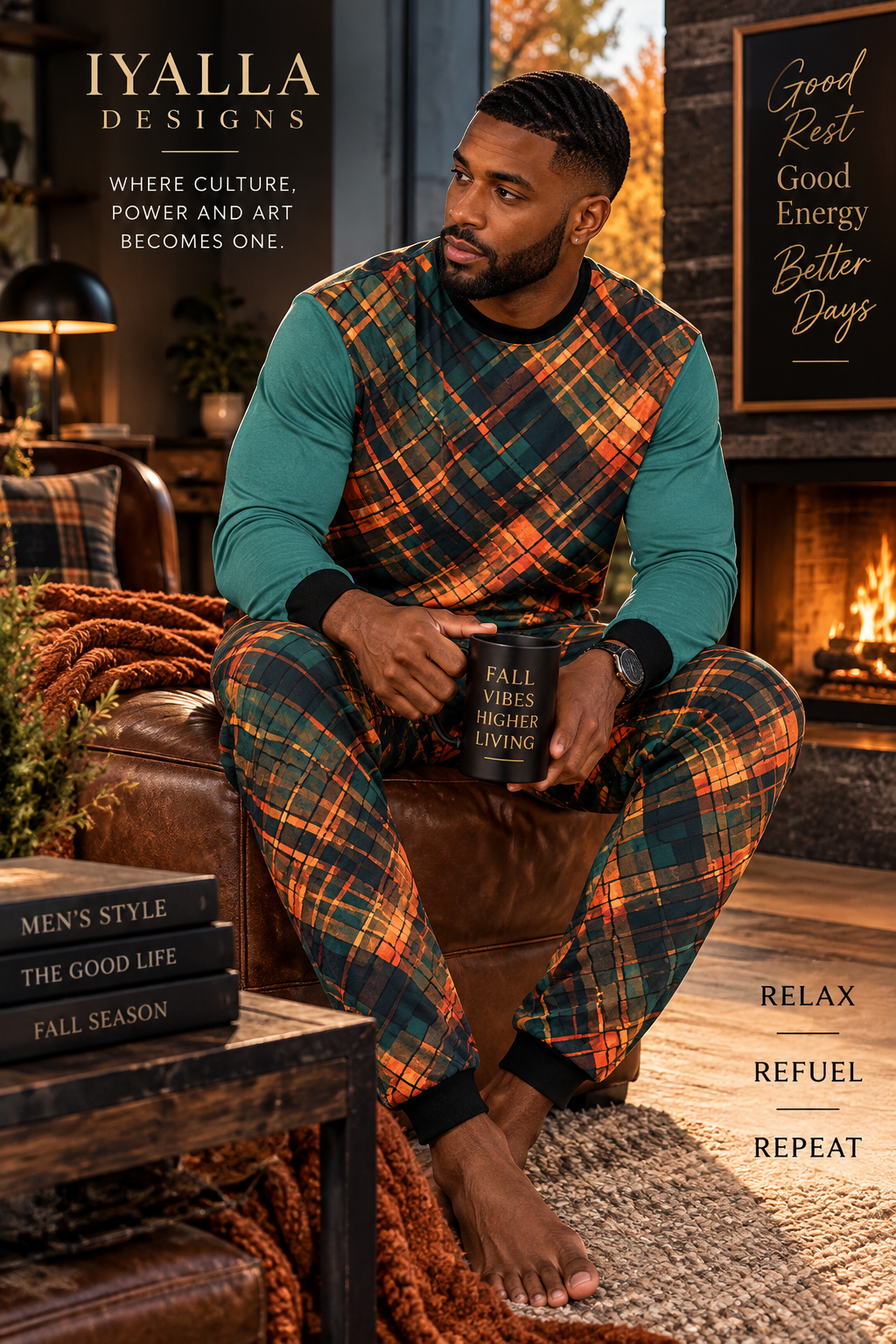 Men’s Abstract Two Piece Set, Teal Burnt Orange Shirt and Pants Outfit, Artistic Geometric Tracksuit, Men’s Travel Streetwear Set