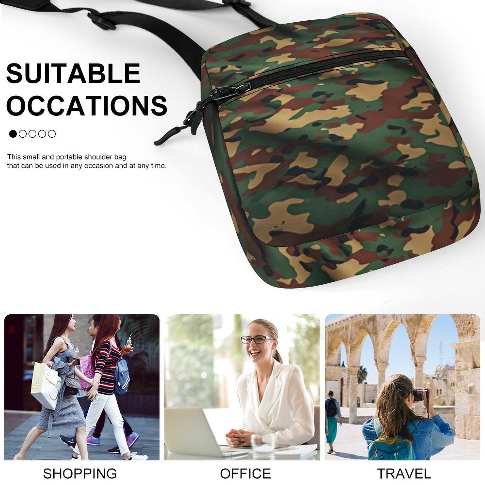 Camo Crossbody Bag | Luxury Belt Bag | Black Woman Waist Bag | Travel Festival Bag | Adjustable Fanny Pack | Everyday Hands-Free Purse