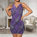 Purple luxury dress Backless String Halterneck Drop Neck Bodycon Dress