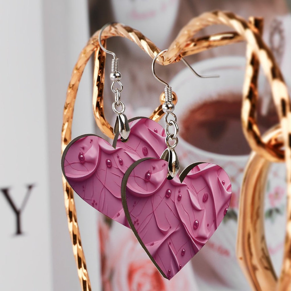 Holly Pink Heart Earrings, Cute Heart Drop Earrings, Girls Pink Dangle Earrings, Sweet Statement Jewelry, Gift for Girls