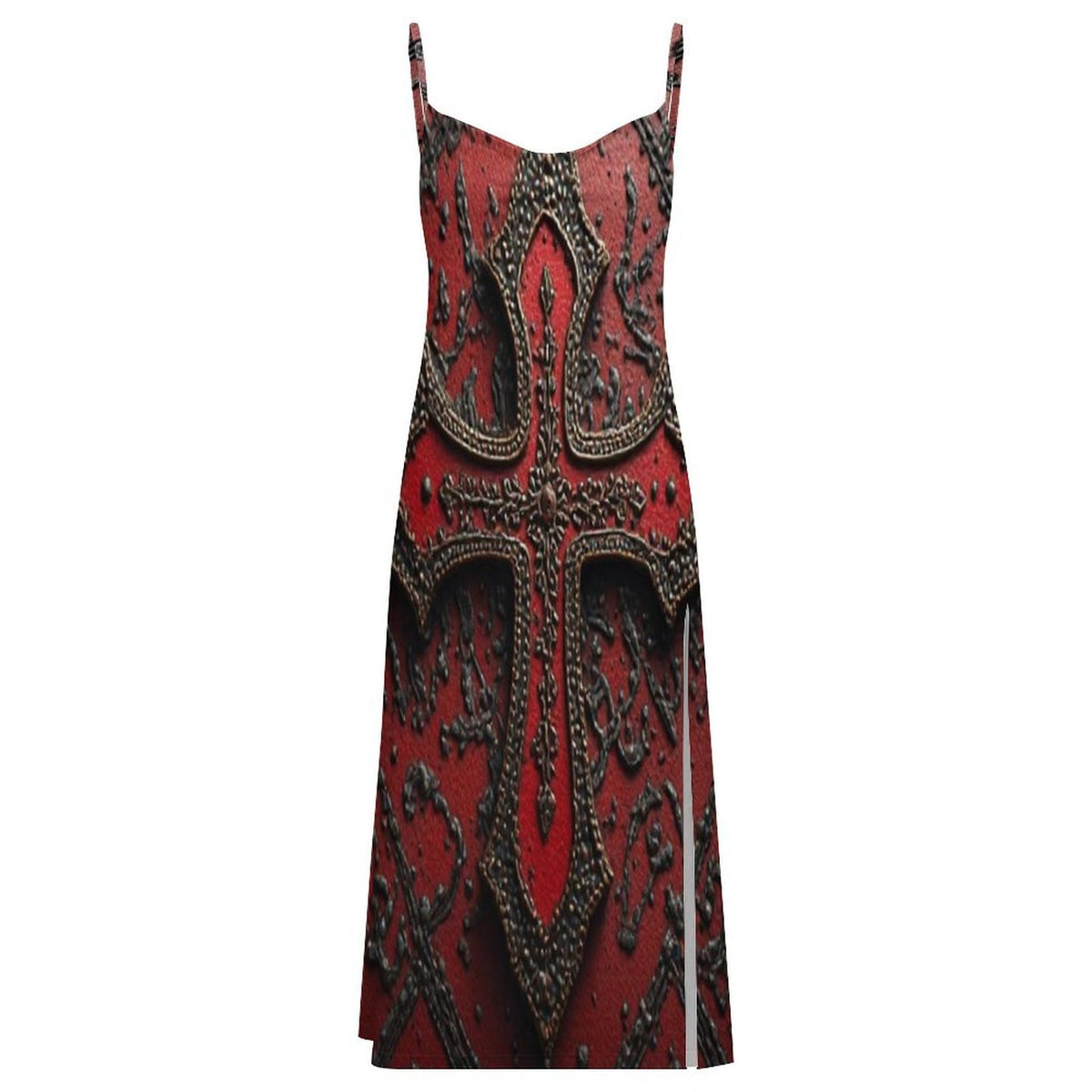 Zuriya African Inspired Maxi Dress, Red Black Gold Luxury Dress, Elegant Cultural Print Dress, Statement Evening Gown, Women’s Long Dress