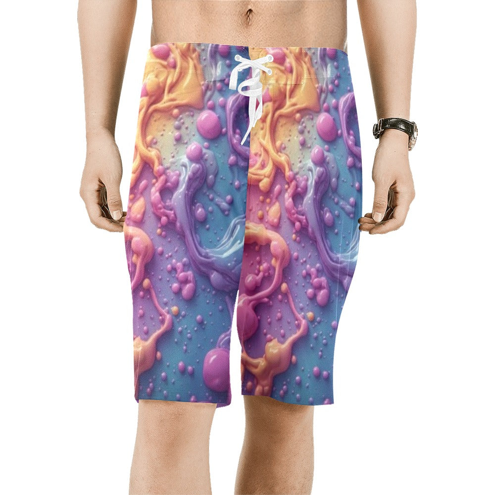 Men's Abstract Swim Trunks | Pastel Ocean Board Shorts | Colorful Vacation Swimwear | Resort Beach Shorts | Summer Poolside Shorts
