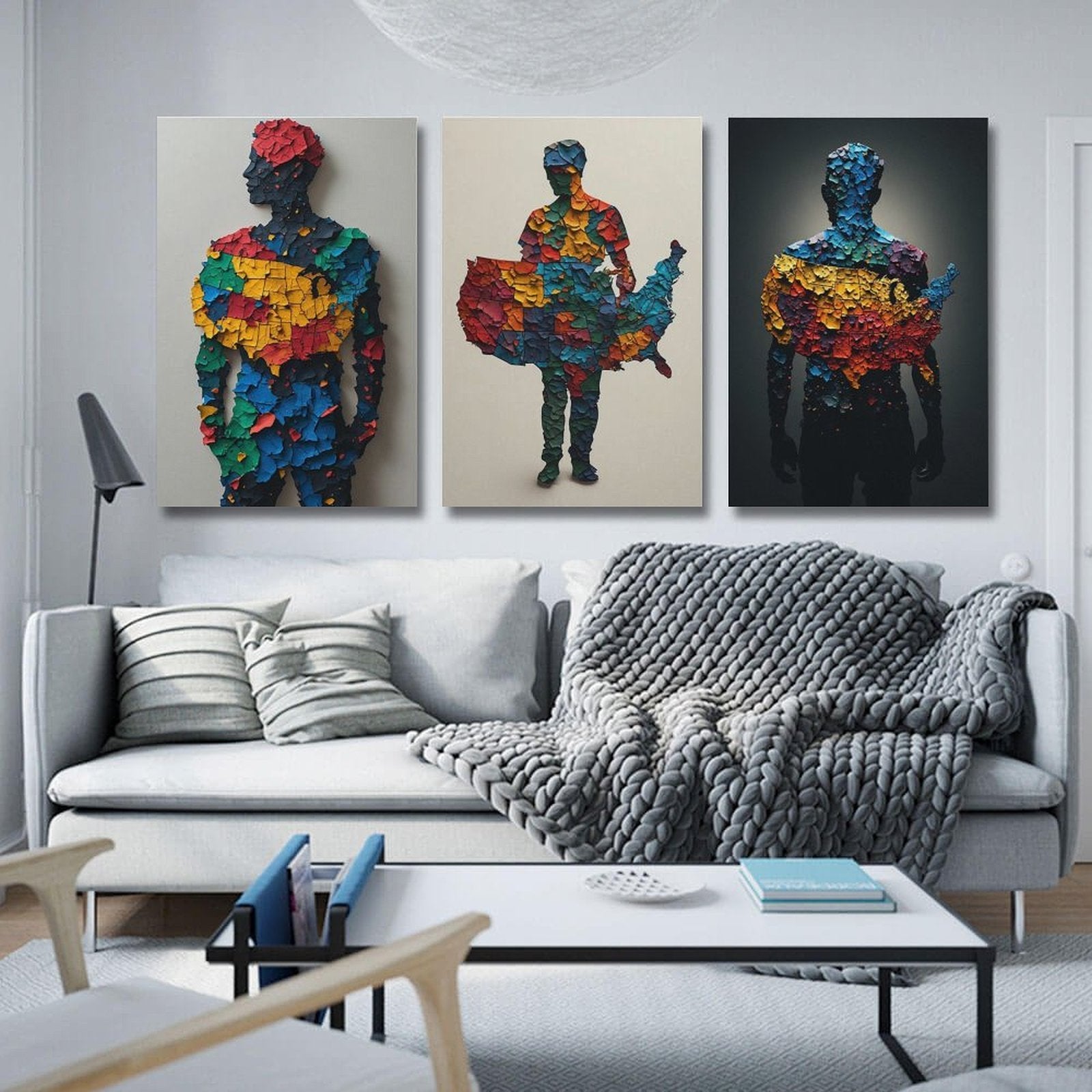USA Men Triptych Decorative Unframe 16" × 24"
