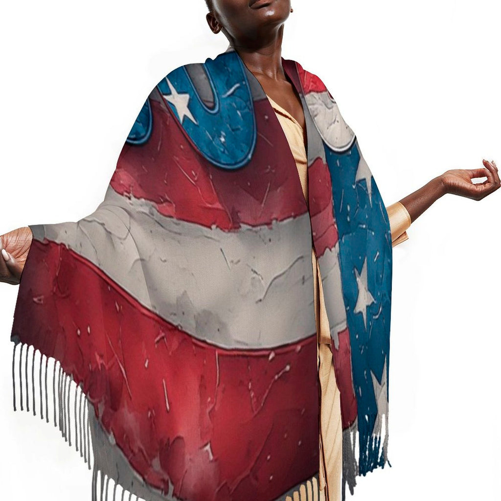 250 America Design Tassel Scarf