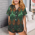 Women's Green Paisley Pajama Romper | Cute Girls Night PJ Outfit | Soft Lounge Sleepwear | Friends & Good Vibes Pajamas