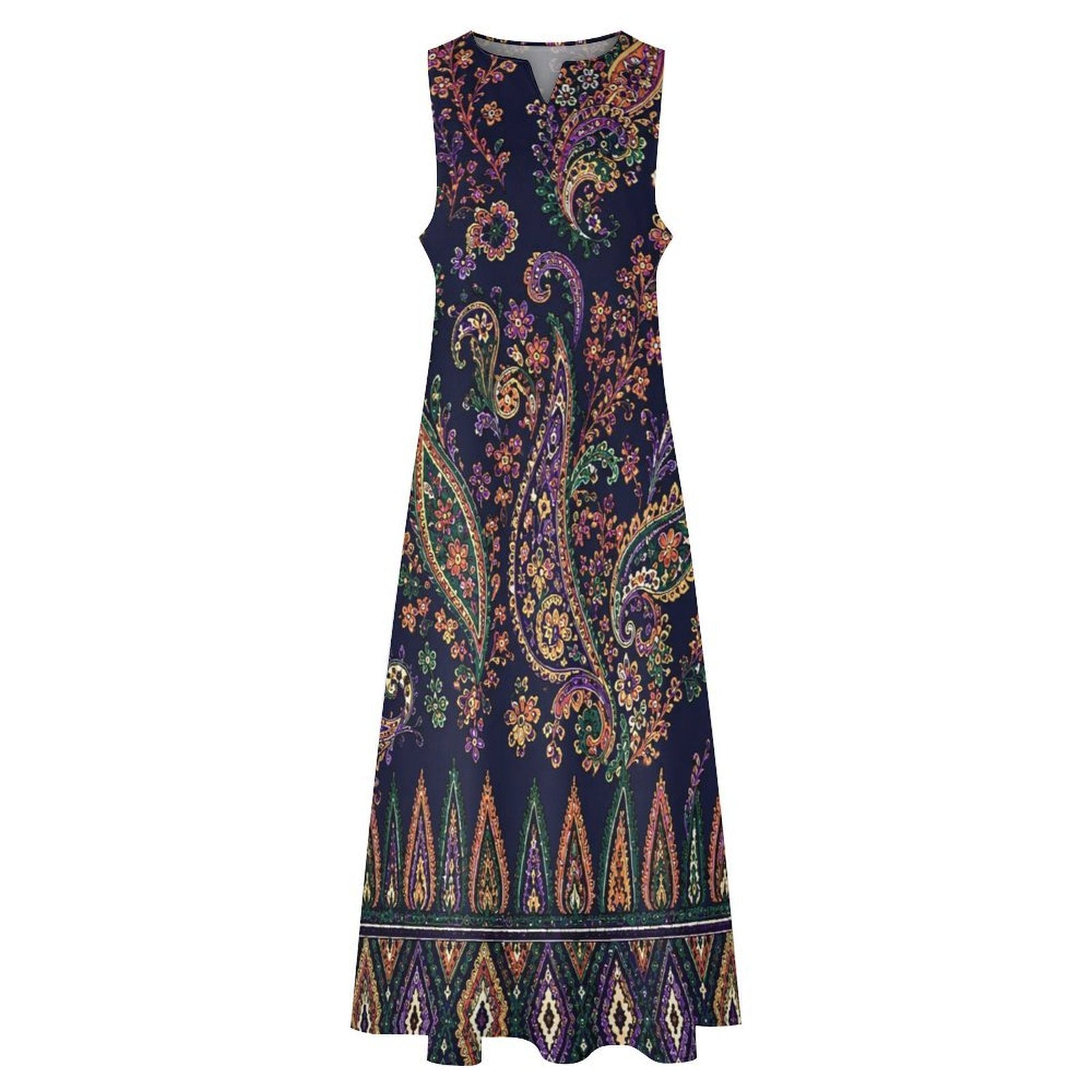 Indigo Manor Sleeveless Maxi Dress | Luxury Paisley Resort Dress | Elegant Boho Vacation Dress | Boutique Summer Maxi | Iyalla Designs