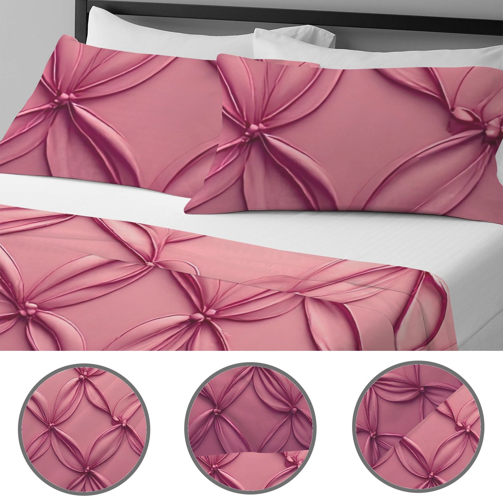 Roselle Pink Petal Bedding Set | Luxury Rose Pink Floral Bedding | Elegant Statement Bedroom Decor | Iyalla Designs