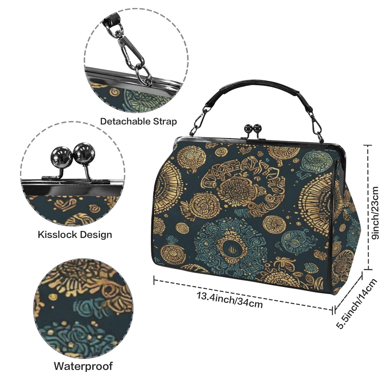 uxury Vintage Frame Handbag | Emerald & Gold Designer Purse | Elegant Top Handle Crossbody Bag | Women's Statement Handbag | Iyalla Designs