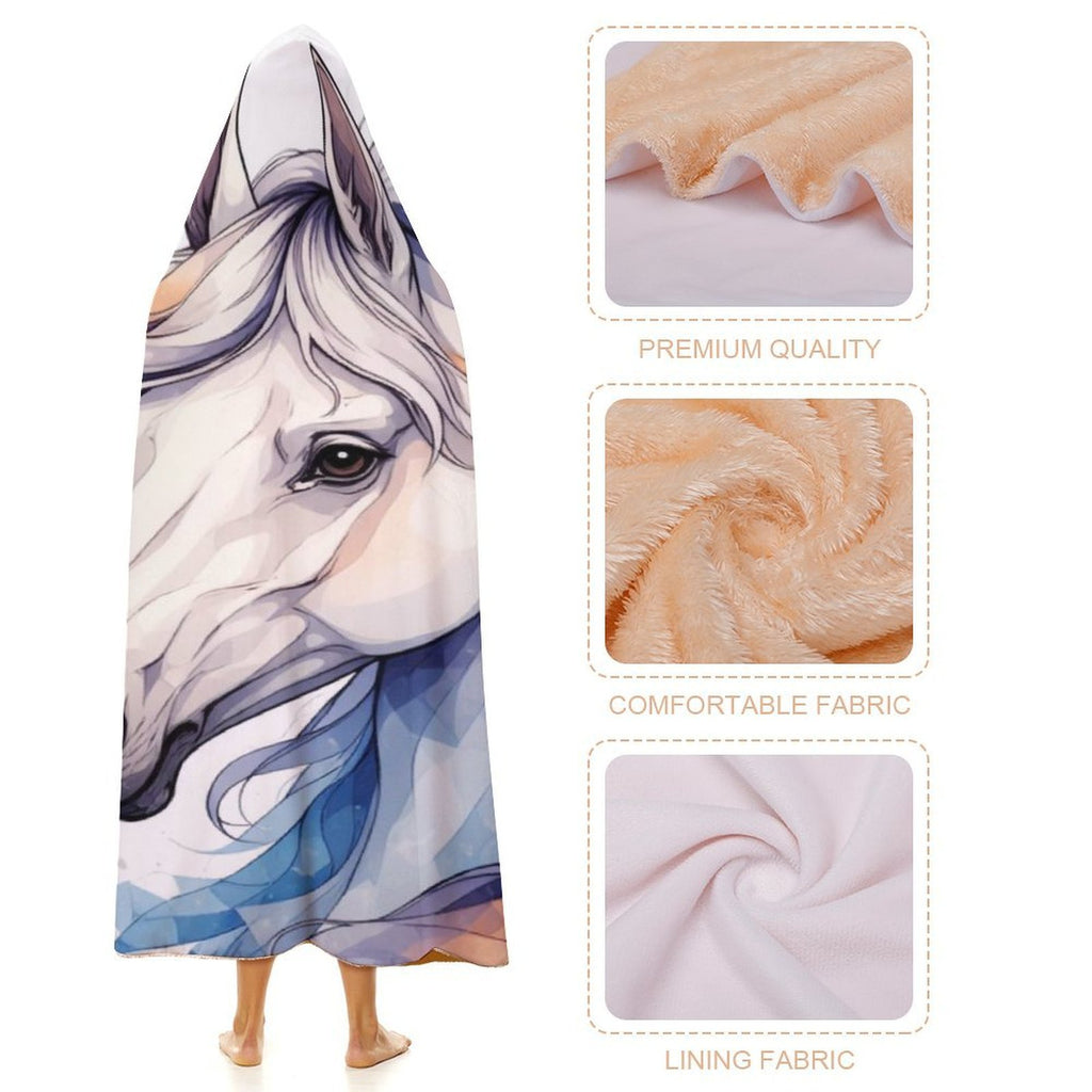 Personalized Horse Hooded Blanket | Custom Horse Lover Gift | Cozy Wearable Blanket | Equestrian Gift for Kids & Adults | Iyalla Designs