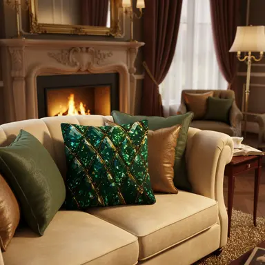 Emerald Green Throw Pillow Cover, Luxury Decorative Cushion, Jewel Tone Home Decor, Glam Sofa Accent Pillow, Elegant Gift for Her