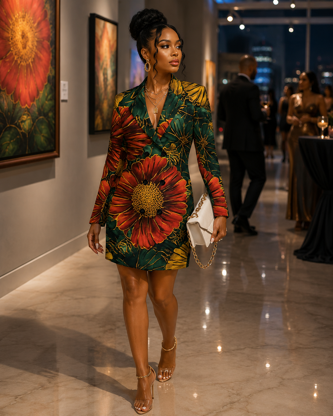 Imani | Women's Floral Double-Breasted Blazer Dress