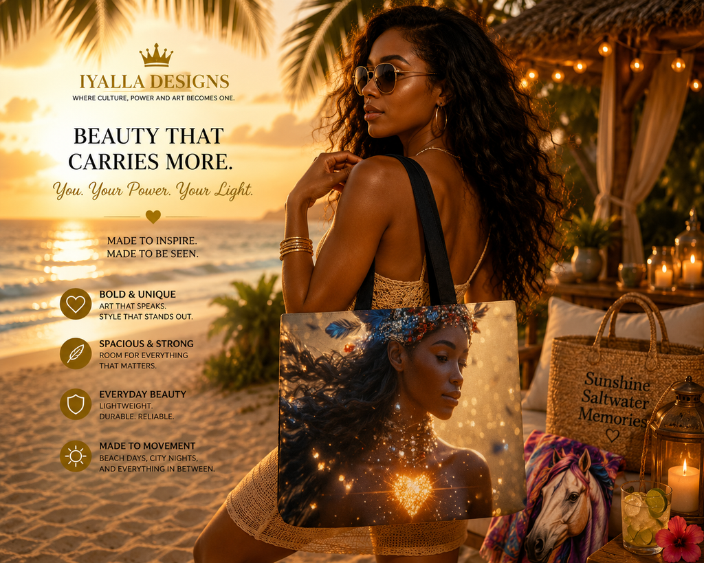 African Queen Tote Bag | Luxury Beach Tote | Black Woman Art Handbag | Large Everyday Shoulder Bag | Resort Travel Bag | Gift for Her