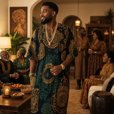 Men's African Dashiki Kaftan | Luxury African Print Robe | Cultural Celebration Outfit | Traditional Men's Caftan | Heritage Fashion